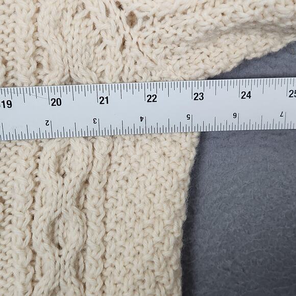 Vintage Barnas Mor Cardigan Sweater Womens XL Ivory Wool Irish Aran Cable 80s - Picture 3 of 10